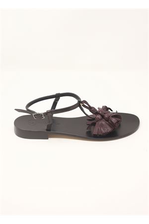 sandali donna neri con nappe viola Da Costanzo | NAPPINEGRNEROVIOLA